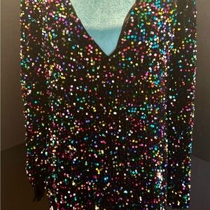 SHEIN Curve Black Dress with Multicolor Sequins
